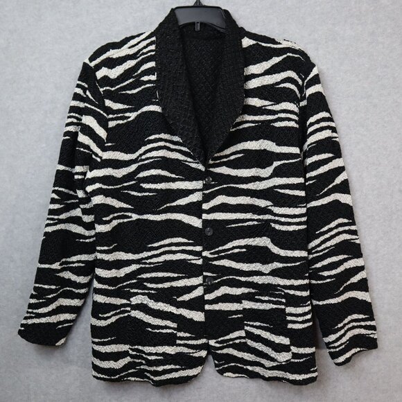Ubu Reversible Crinkle Jacket Zebra Stripe Button Down Womens 3x Plus‎ Animal - Picture 2 of 10